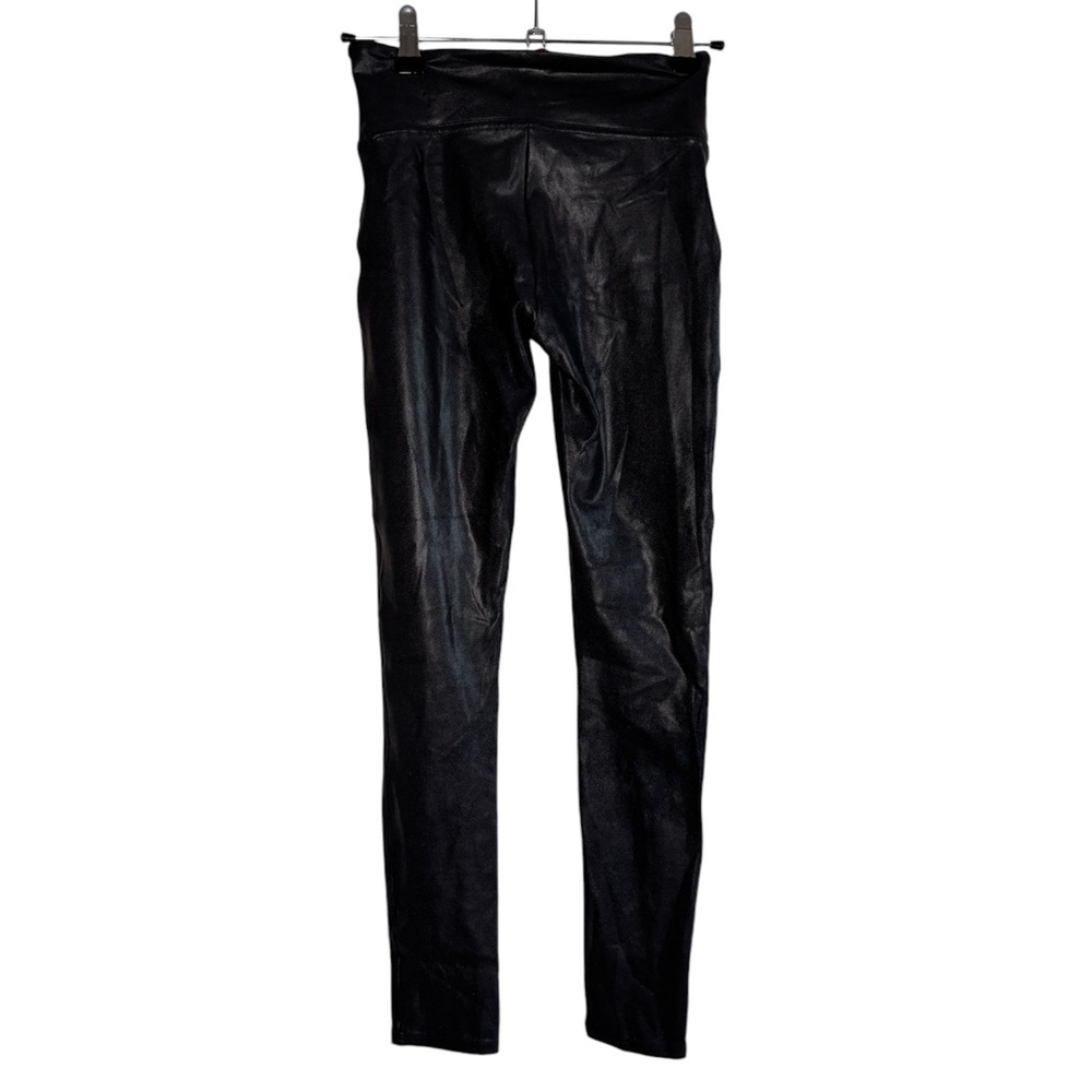 Spanx Leggings Women's Medium Faux Leather Pant Shiny Black Pull On Stretch Yoga - Picture 4 of 12